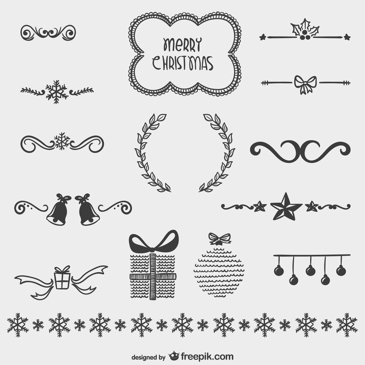 Vettore gratuito natale disegnati ornamenti pacco