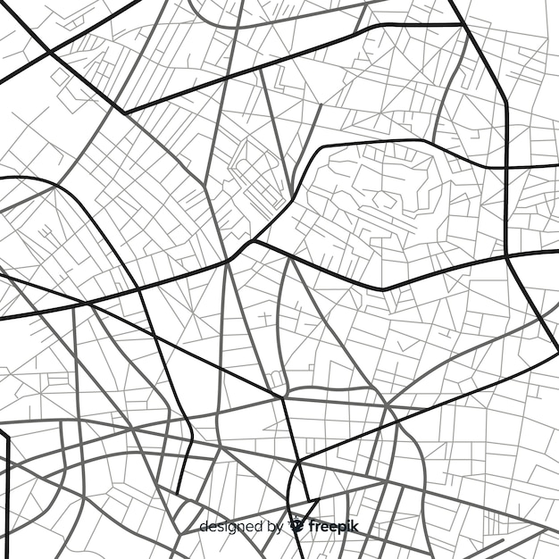 Navigazione della città in bianco e nero sulla mappa