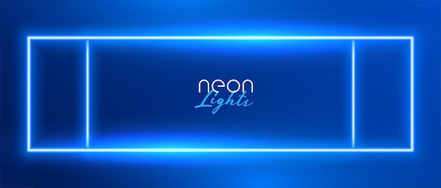 Neon blu rettangolo cornice sfondo design