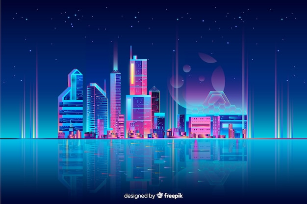 Neon Cityscape Background
