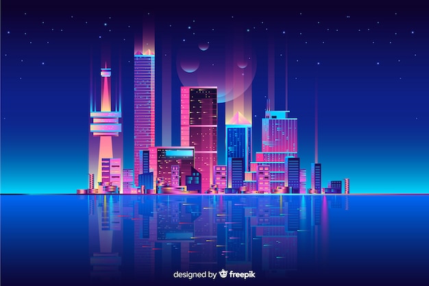 Neon Cityscape Background