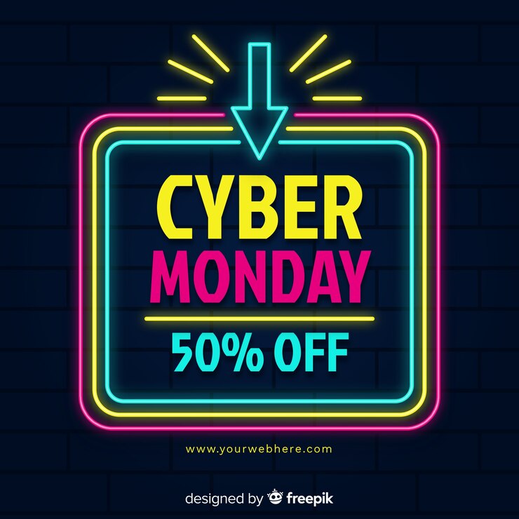 Vettore gratuito neon colorati cyber lunedì