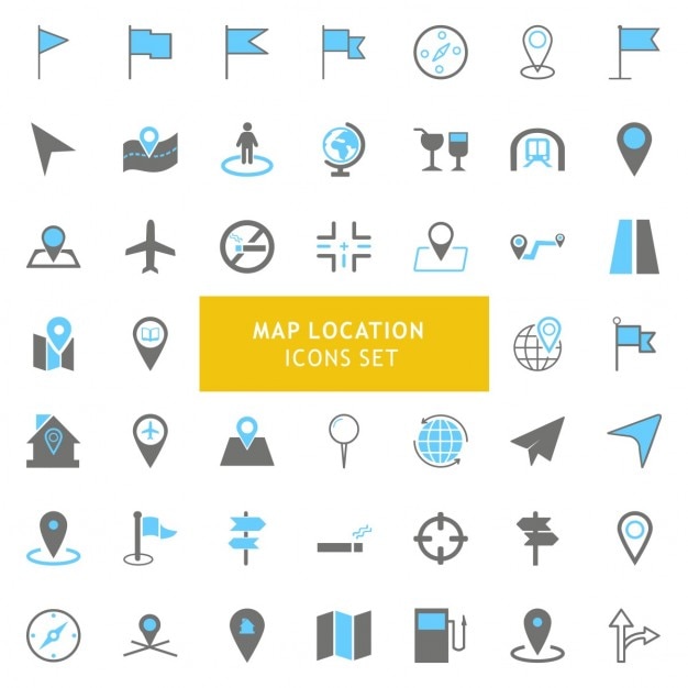 Nero e grigio Geo posizione sulla mappa Icons set