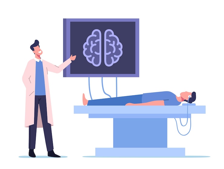 Vettore gratuito neurobiologia medicina, risonanza magnetica cerebrale