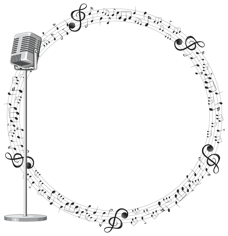 Vettore gratuito nota musicale e illustrazione vettoriale del microfono