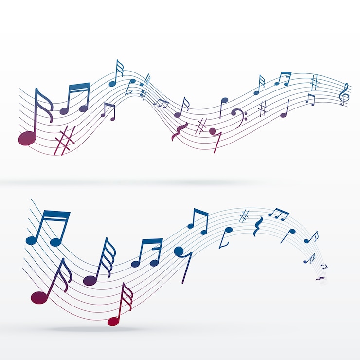 Vettore gratuito note musicali sfondo colorato