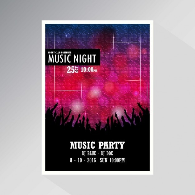 Vettore gratuito notte disco party modello poster background