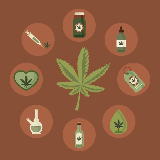 Nove icone di cannabis medica