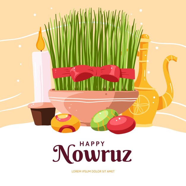 Nowruz felice disegnato a mano