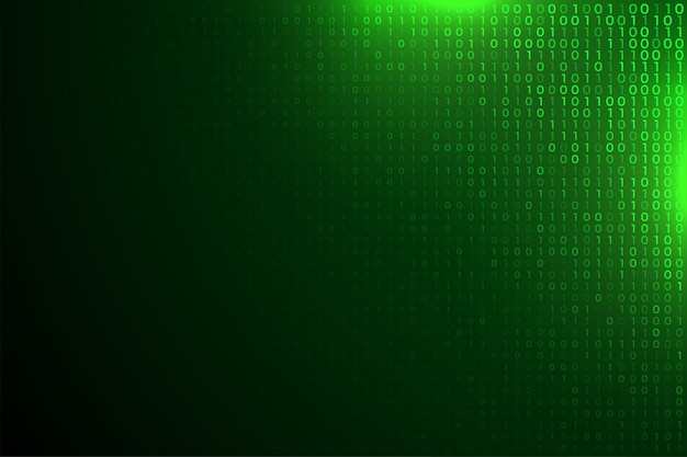 Numeri binari digitali verdi sfondo incandescente