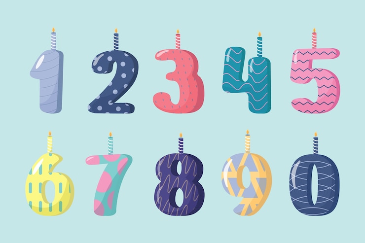 Vettore gratuito numeri di compleanno disegnati a mano impostati