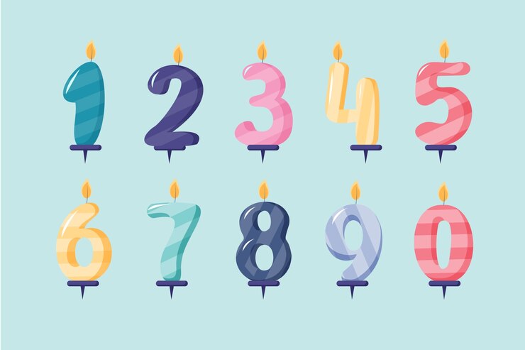 Vettore gratuito numeri di compleanno disegnati a mano impostati