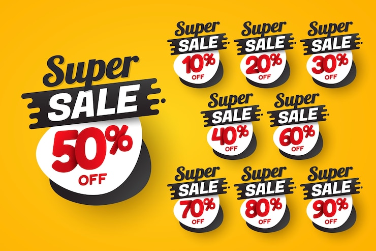 Vettore gratuito numeri di sconto sfumati impostati