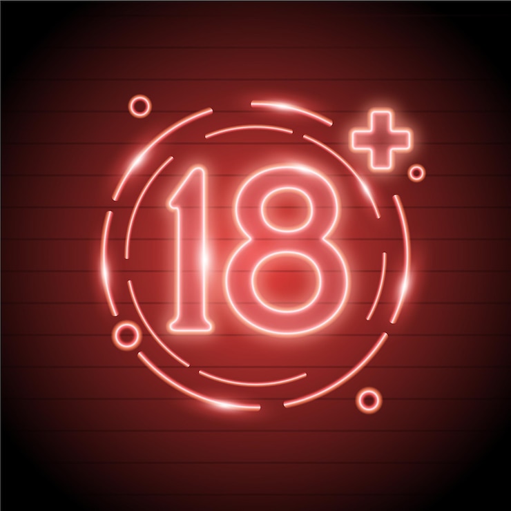 Vettore gratuito numero 18+ in stile neon