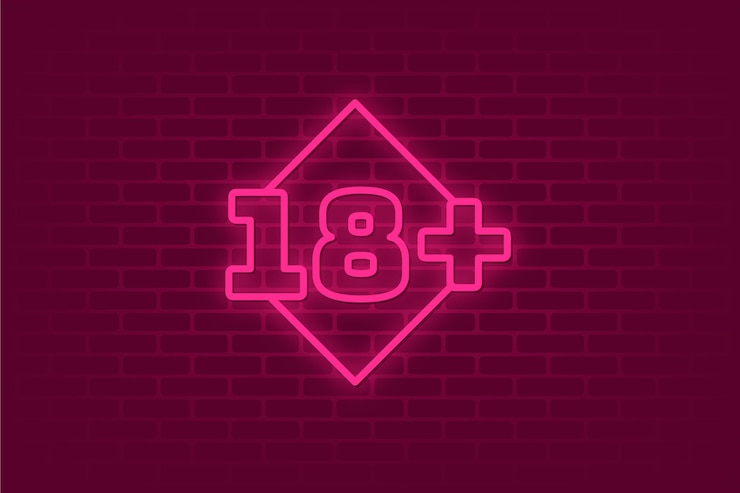 Vettore gratuito numero 18+ in stile neon