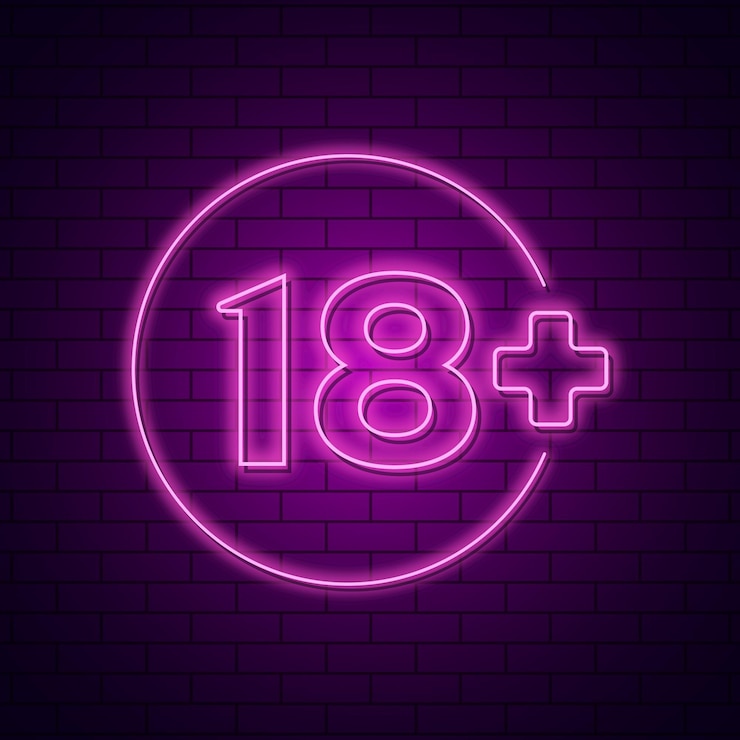 Vettore gratuito numero 18+ in stile neon