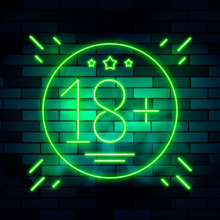 Vettore gratuito numero 18+ in tema neon