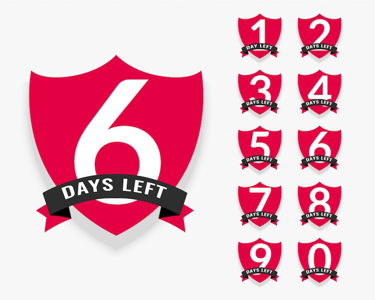 Vettore gratuito numero di giorni rimasti design del badge