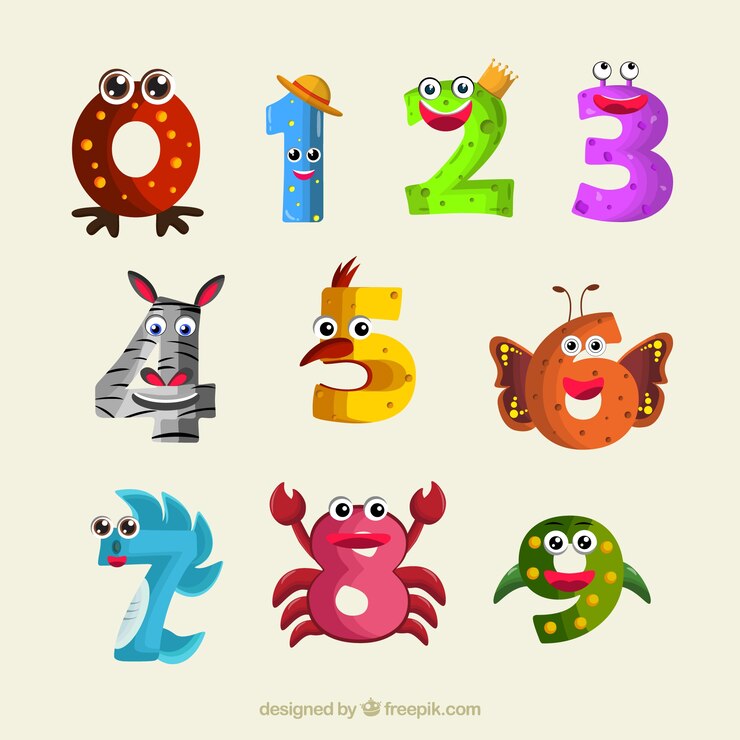 Vettore gratuito numero di raccolta con animali divertenti