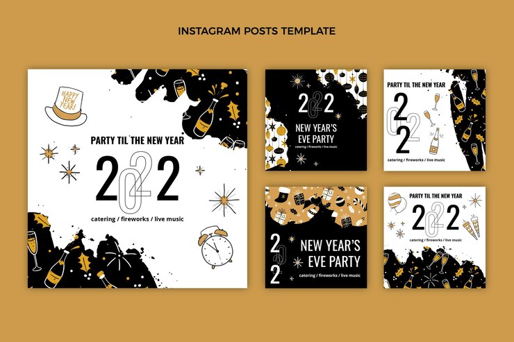 Vettore gratuito nuova collezione di post di instagram piatta disegnata a mano