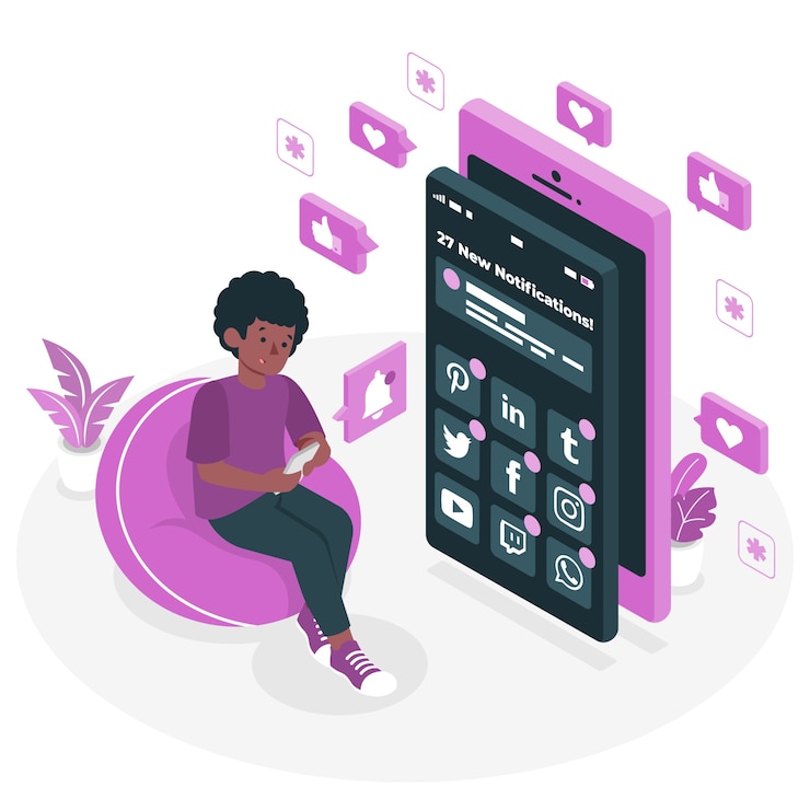 Vettore gratuito nuova illustrazione del concetto di notifiche