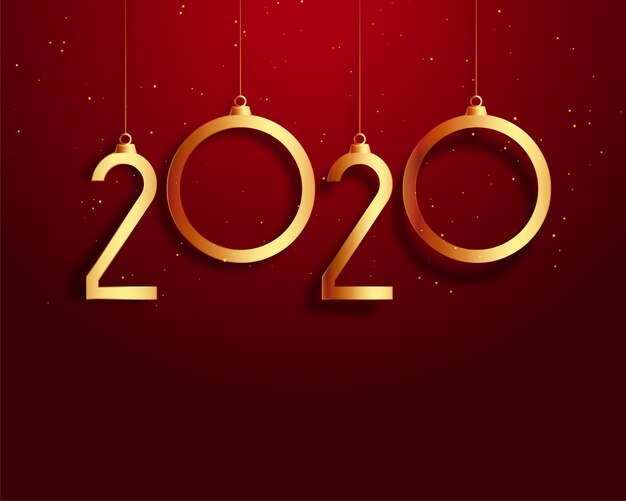 Nuovo anno 2020 sfondo rosso e oro