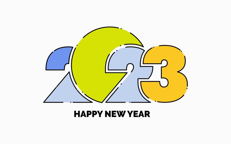 Vettore gratuito nuovo anno 2023 colore piatto dotted omission logo design illustrazione vettoriale