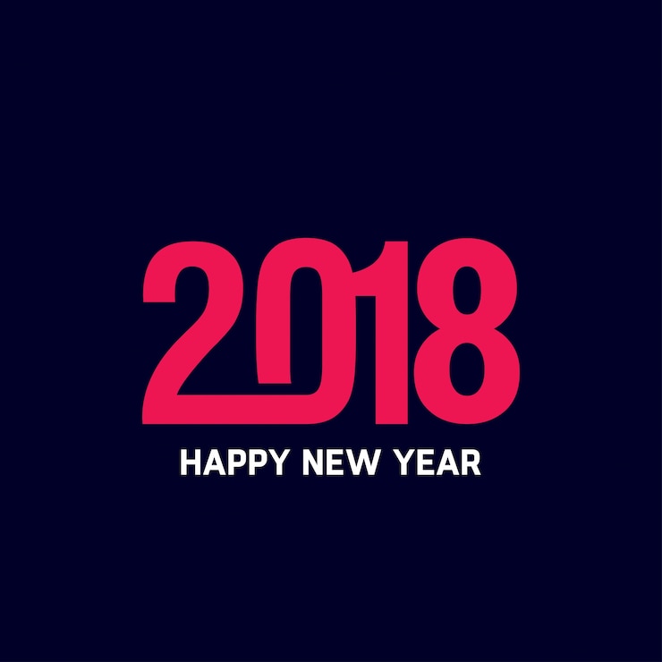 Vettore gratuito nuovo anno felice 2018 design del testo