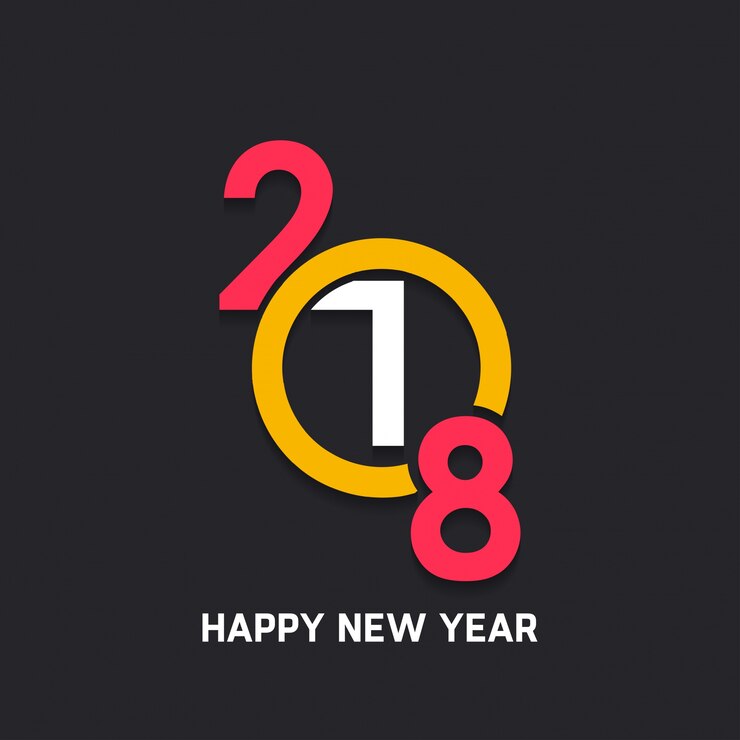Vettore gratuito nuovo anno felice 2018 design del testo