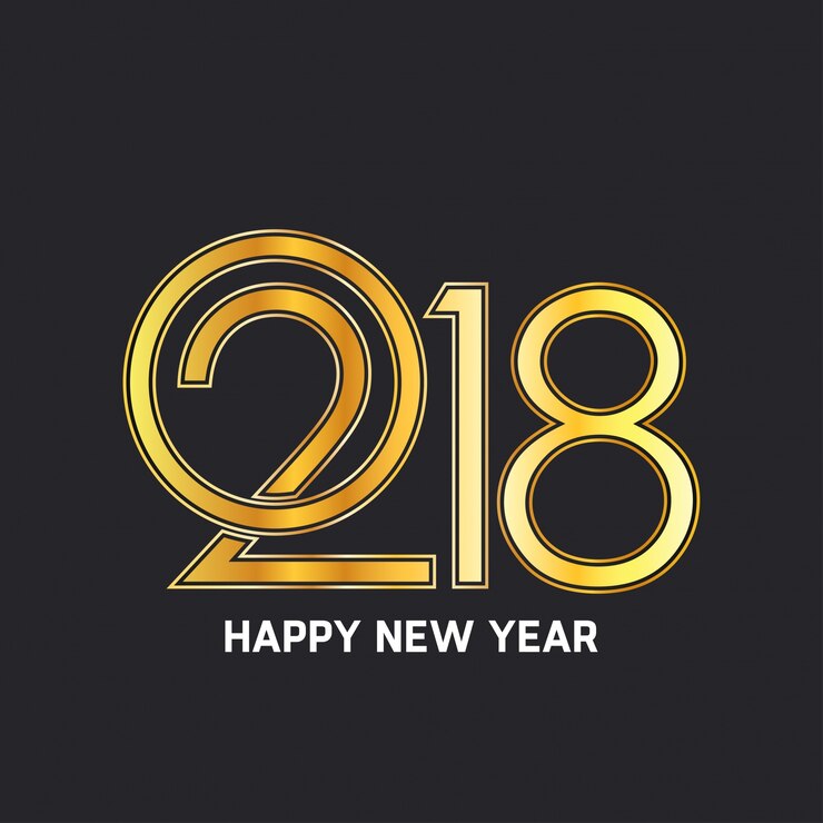 Vettore gratuito nuovo anno felice 2018 illustrazione vettoriale di testo vector golden gradient typography sfondo nero