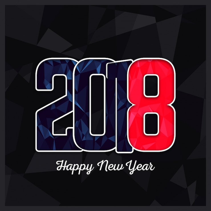 Vettore gratuito nuovo anno felice 2018 vector geometrico poligonale illustrazione moderna
