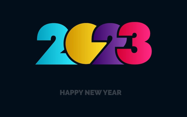 Vettore gratuito nuovo design tipografico 2023 anno 2023 numeri logotipo illustrazione illustrazione vettoriale