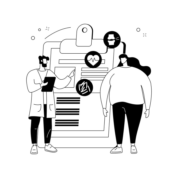 Vettore gratuito obesità problema di salute concetto astratto illustrazione vettoriale obesità cause principali trattamento sovrappeso persone obese cibo spazzatura veloce grasso corporeo bassa attività quotidiana cattiva forma metafora astratta