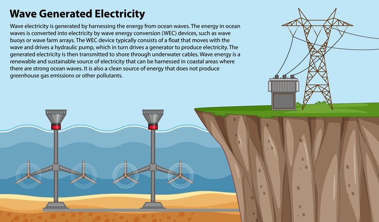 Vettore gratuito ocean power generation con turbine subacquee