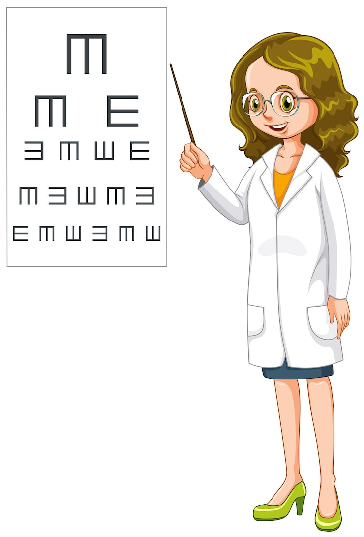 Vettore gratuito oculista che indica il grafico
