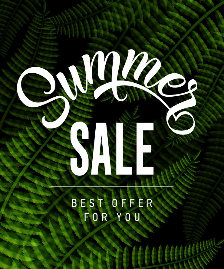 Vettore gratuito offerta di vendita estiva per te lettering con foglie tropicali.