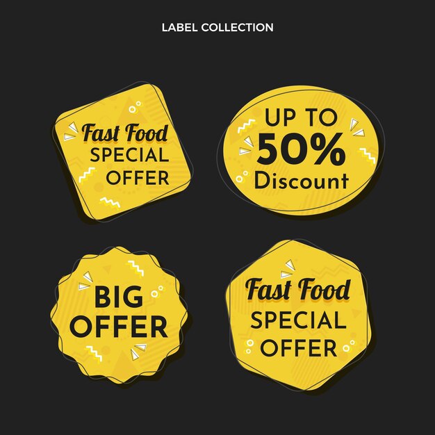 Offerta speciale di etichette per alimenti dal design piatto