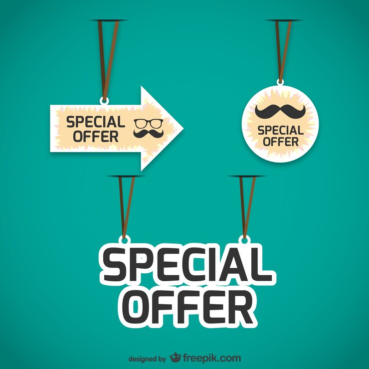 Vettore gratuito offerte speciali tag pacchetto