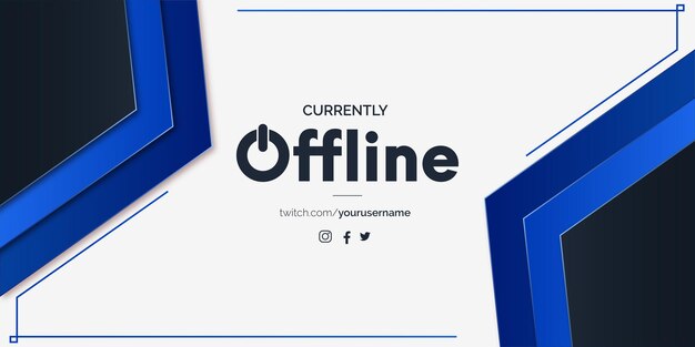 Offline moderno per Twitch con forme blu minime