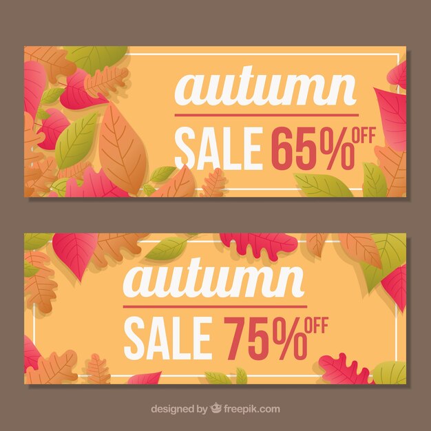 Offrite banner per l&#39;autunno con foglie calde