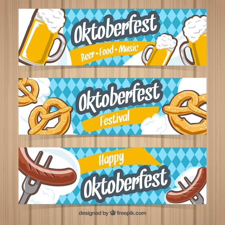 Vettore gratuito oktoberfest, 3 bandiere