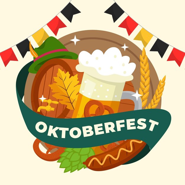 Oktoberfest disegnato a mano con birra