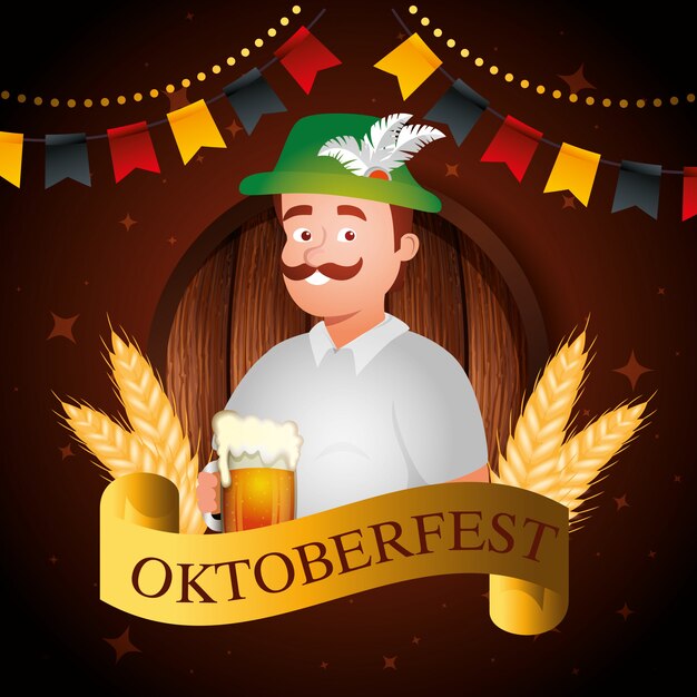 Oktoberfest e uomo con l'illustrazione della birra
