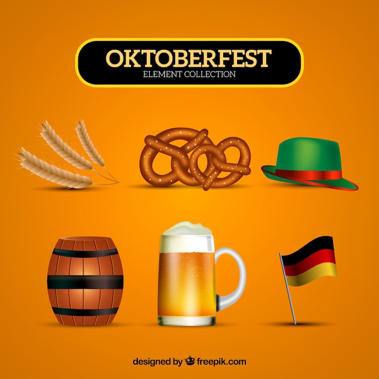 Vettore gratuito oktoberfest elementi su uno sfondo giallo