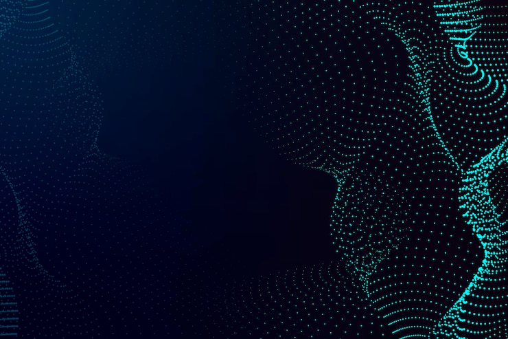 Vettore gratuito onda di particelle 3d blu su sfondo blu scuro