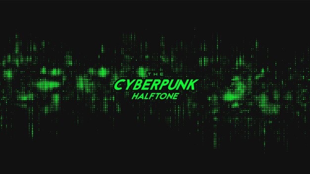 Onda sonora a mezzitoni cyberpunk verde astratta vettoriale Elemento di trama punteggiato graffiato