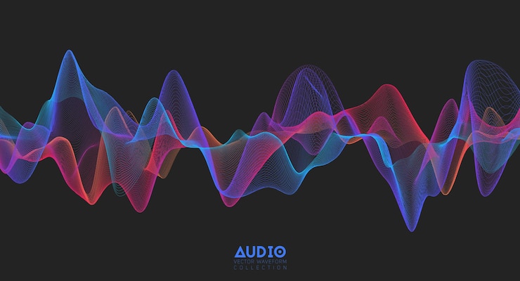 Vettore gratuito onda sonora audio 3d
