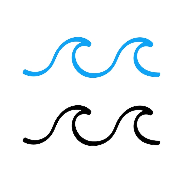 Vettore gratuito ondate in stile calligrafia blu e nera