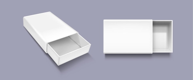 Open slide box mockup vettore realistico