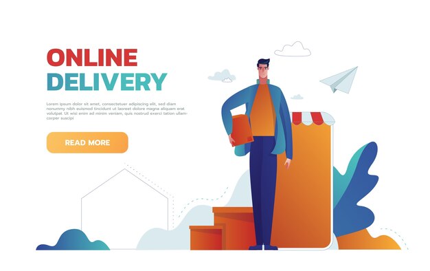 Ordina cibo, generi alimentari online dall'app tramite smartphone.